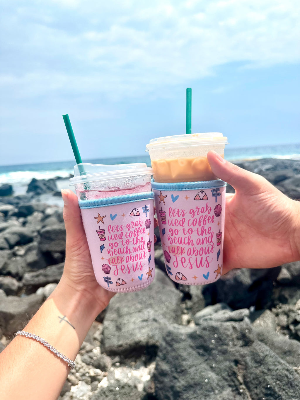 Iced Coffee, Beach + Jesus Drink Sleeve
