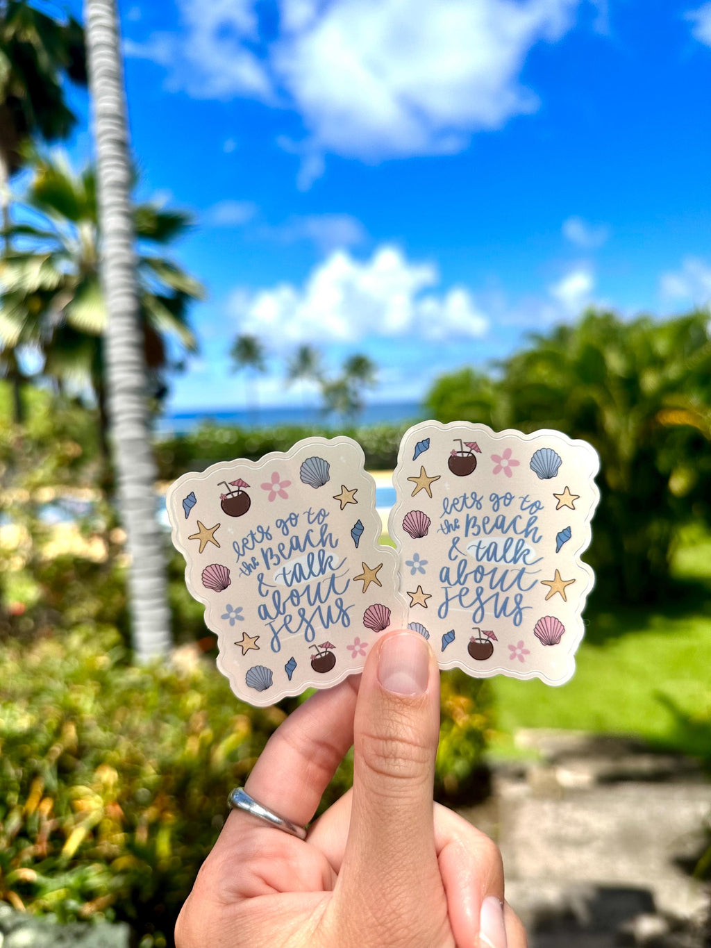 Beach and Jesus Glossy Sticker